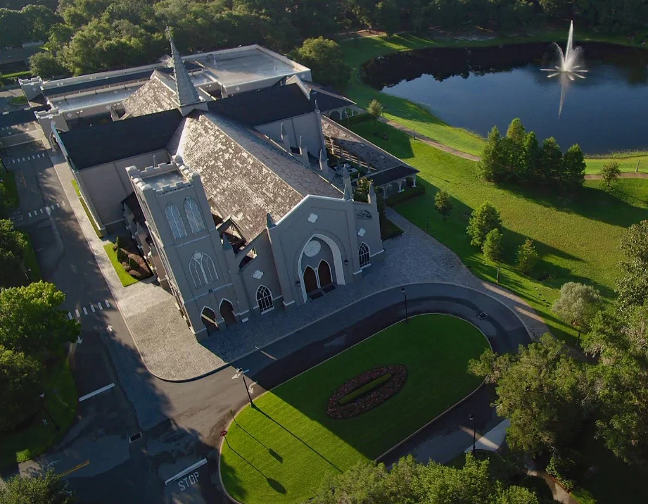 Aerial view of Saint Andrew's Chapel, home of the Conservatory